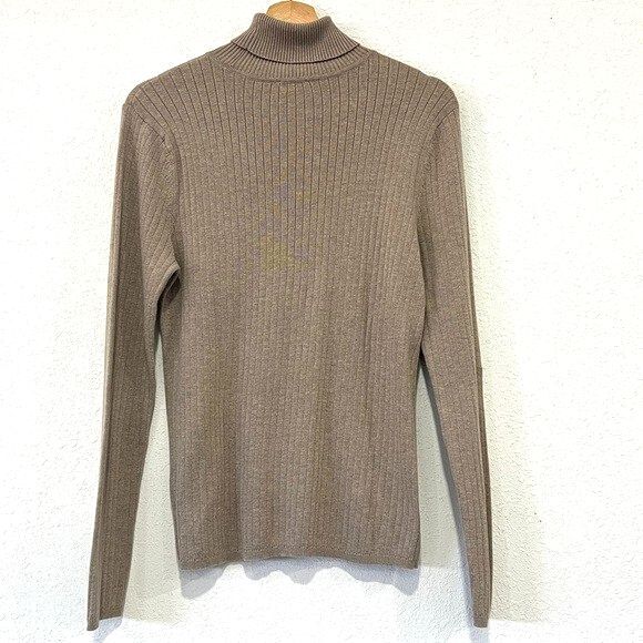Talbots Womens Brown 100% Pima Cotton Turtle Neck Sweater Size Large - Picture 2 of 5